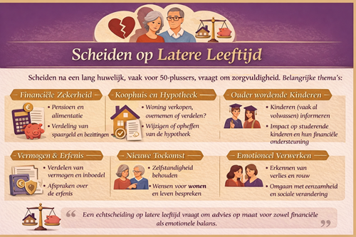 infographic scheiden op latere leeftijd belangrijke aandachtspunten bij scheiden na een lang huwelijk